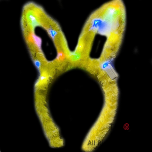 VINCHA OREJAS DE CONEJO LUMINOSA PELUCHE COLOR AMARILLO X 12